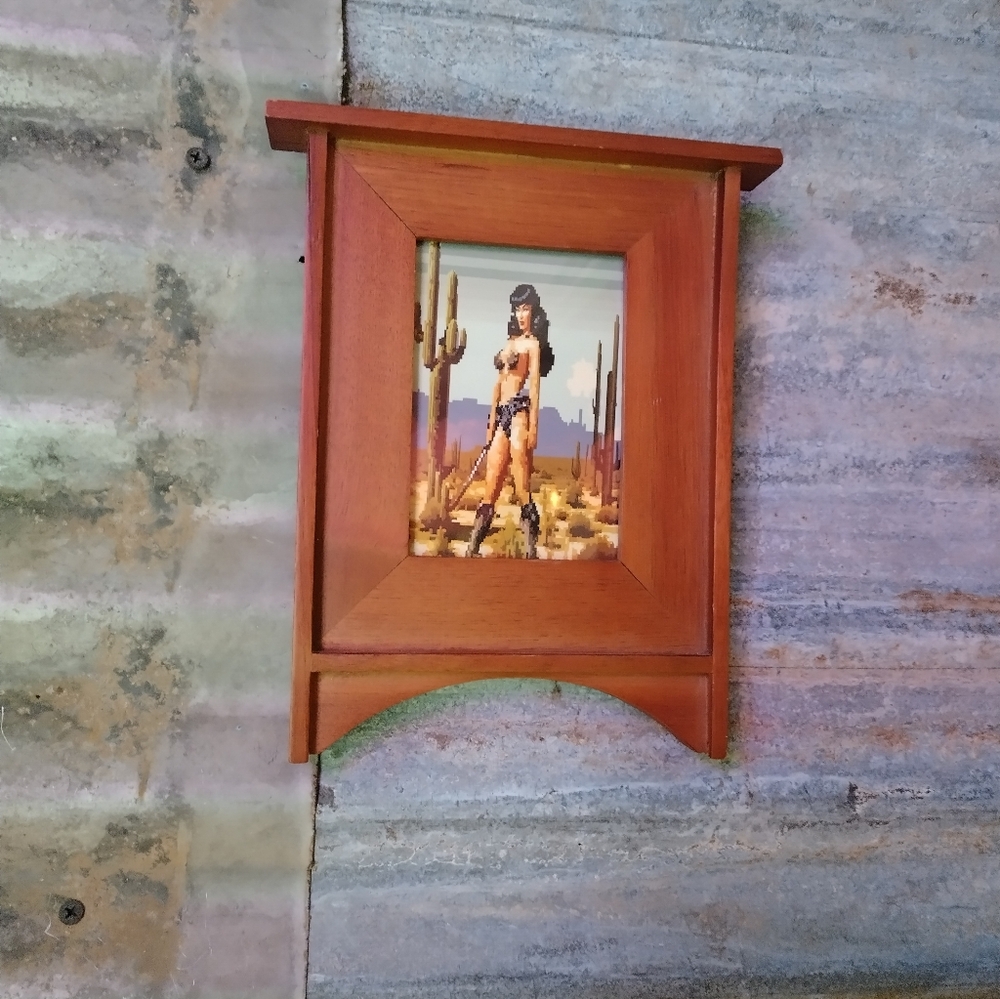 8 Bit Bettie Page Rockabilly Pirate Framed Mini Art Print By Neon Nicho